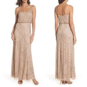 Beaded Blush Pink Adrianna Papell Maxi Dress